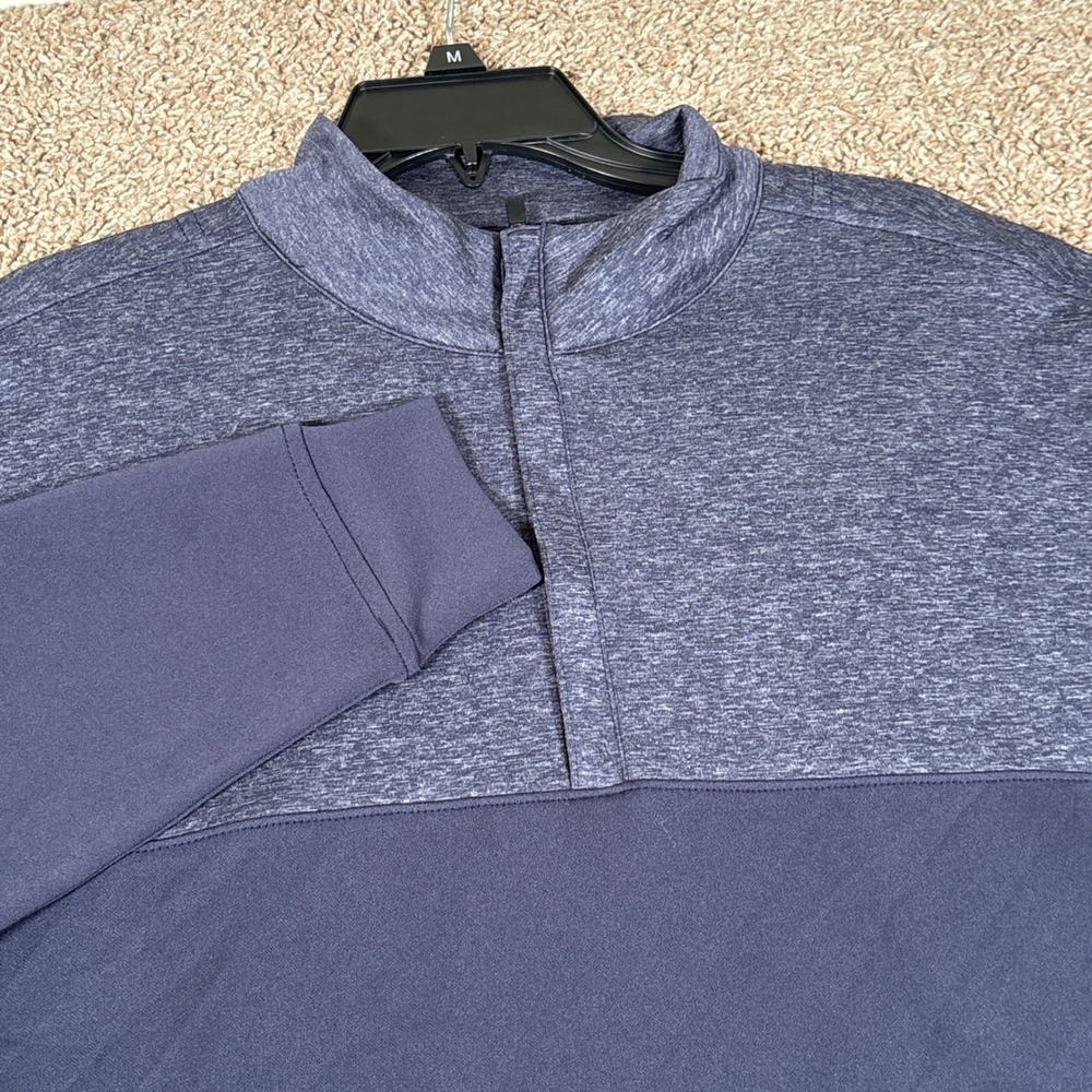 FootJoy Mens Large Navy Blue Heathered Quarter Zip Golf Pullover Performance FJ